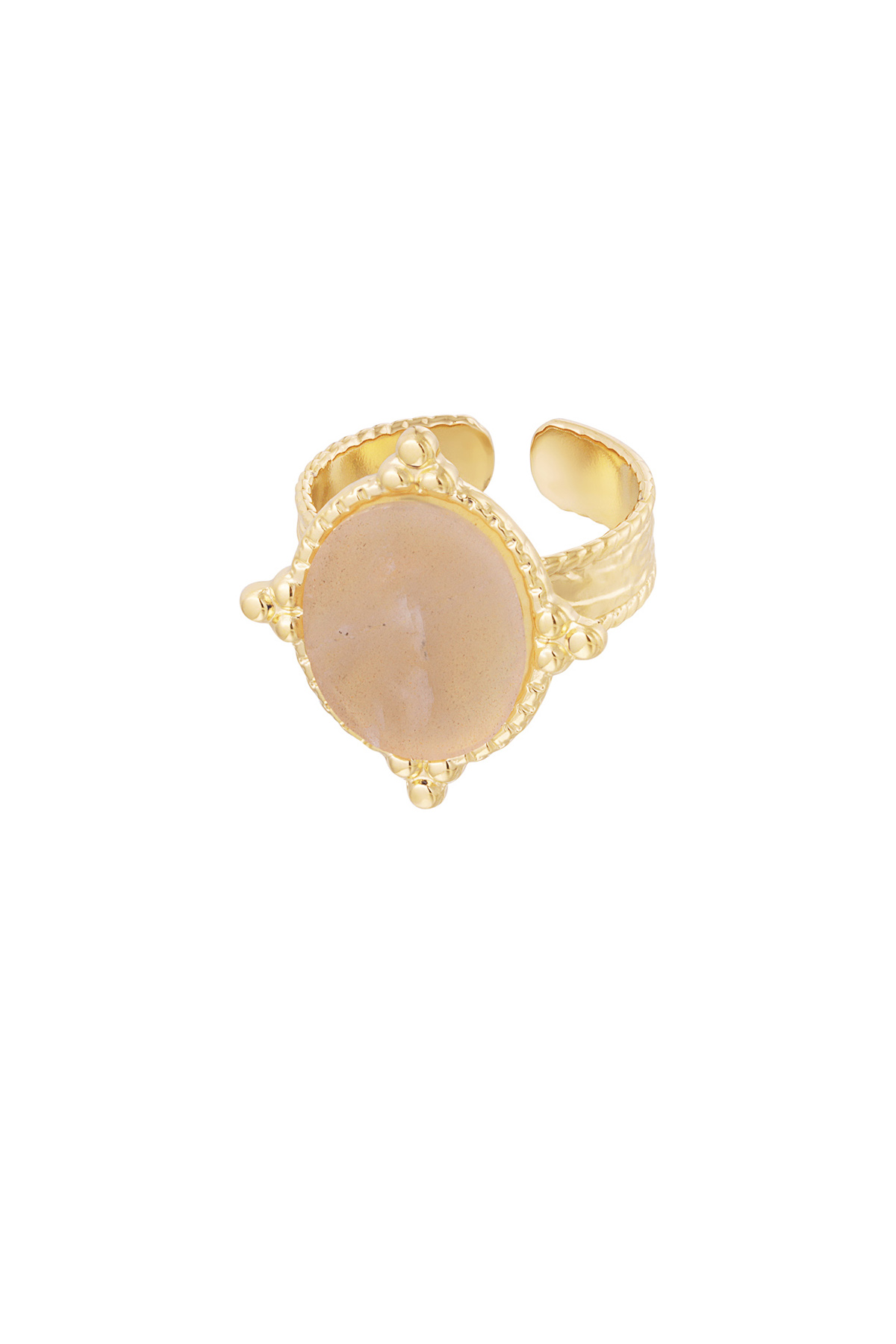 Anello pietra con decorazione - Colore oro/verde 