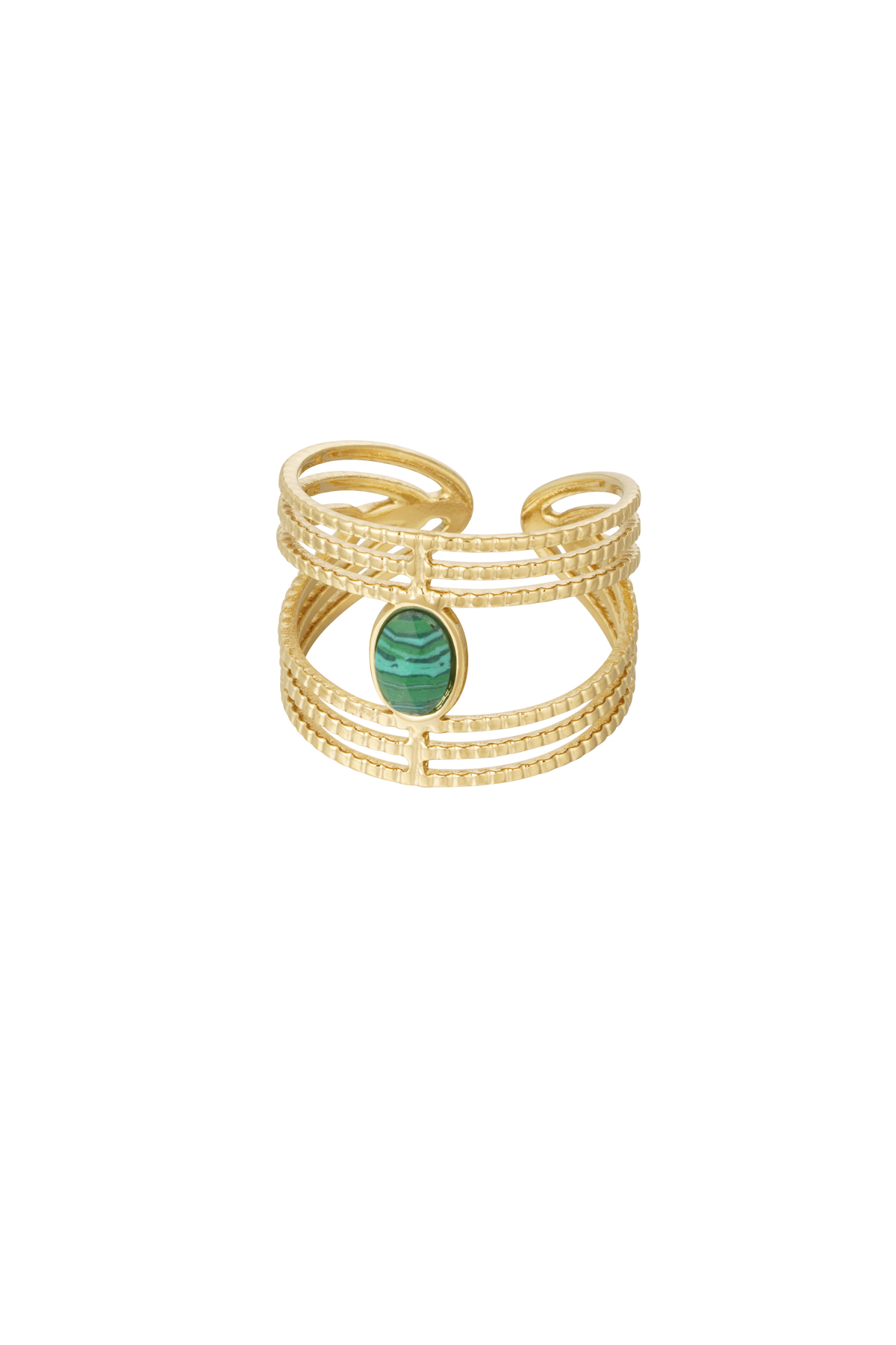 Groothandel Statement Ring RVS Goudkleurig Roze voor Vrouwen Set van 1, foto 4 van 5