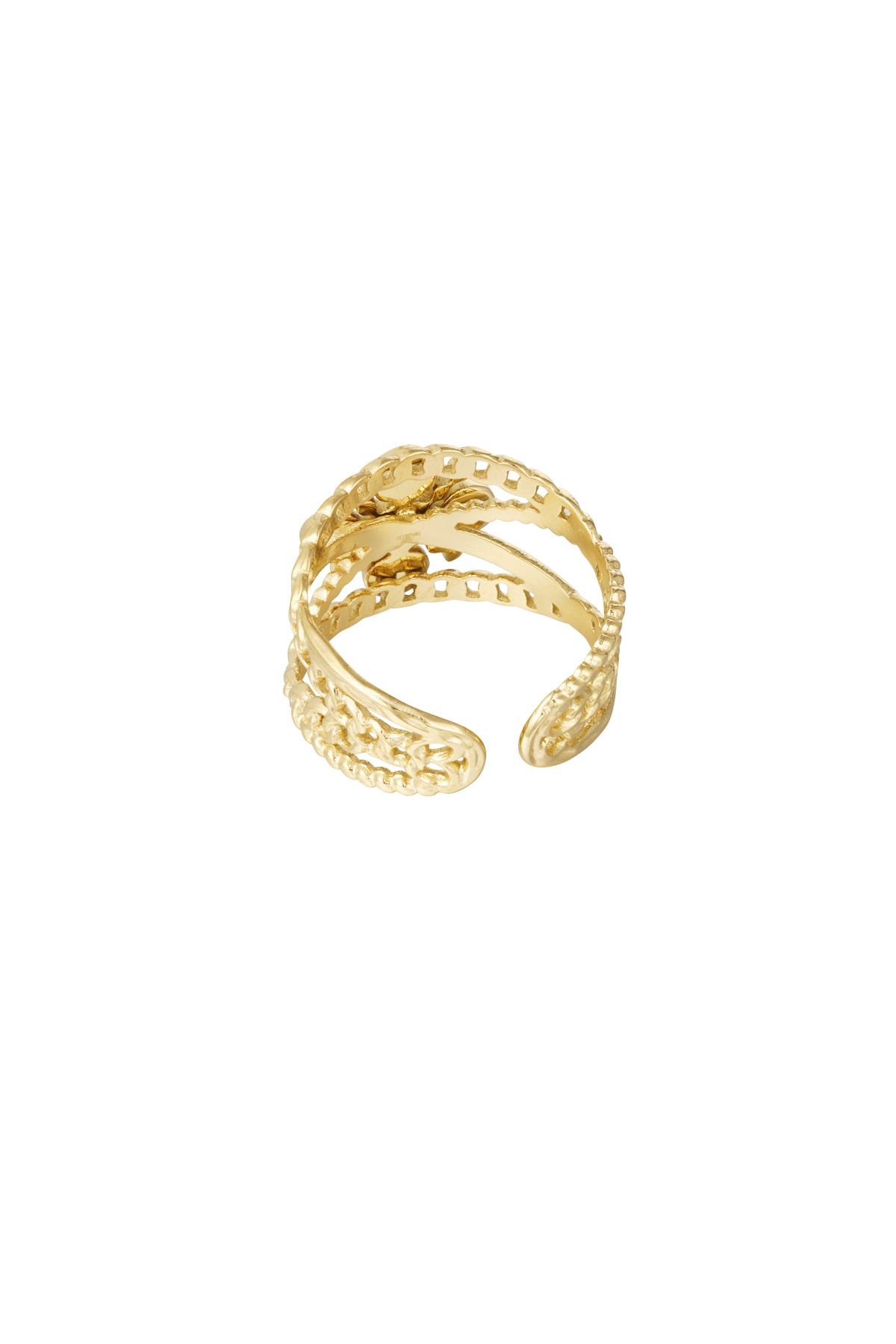 Anillo capas cruz con piedra - Color dorado rosa h5 Imagen3