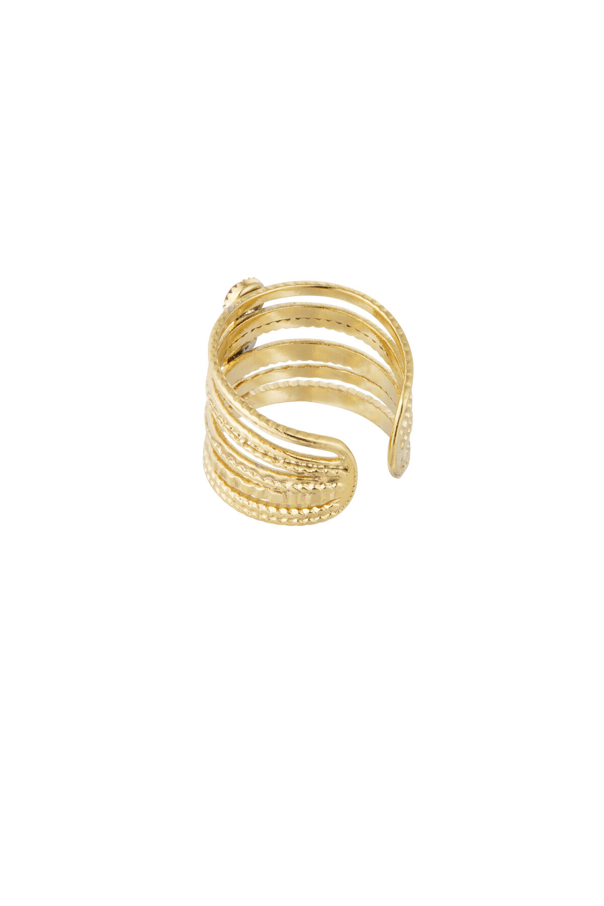 Anello con pietra a tre strati - Colore oro/verde h5 Immagine5