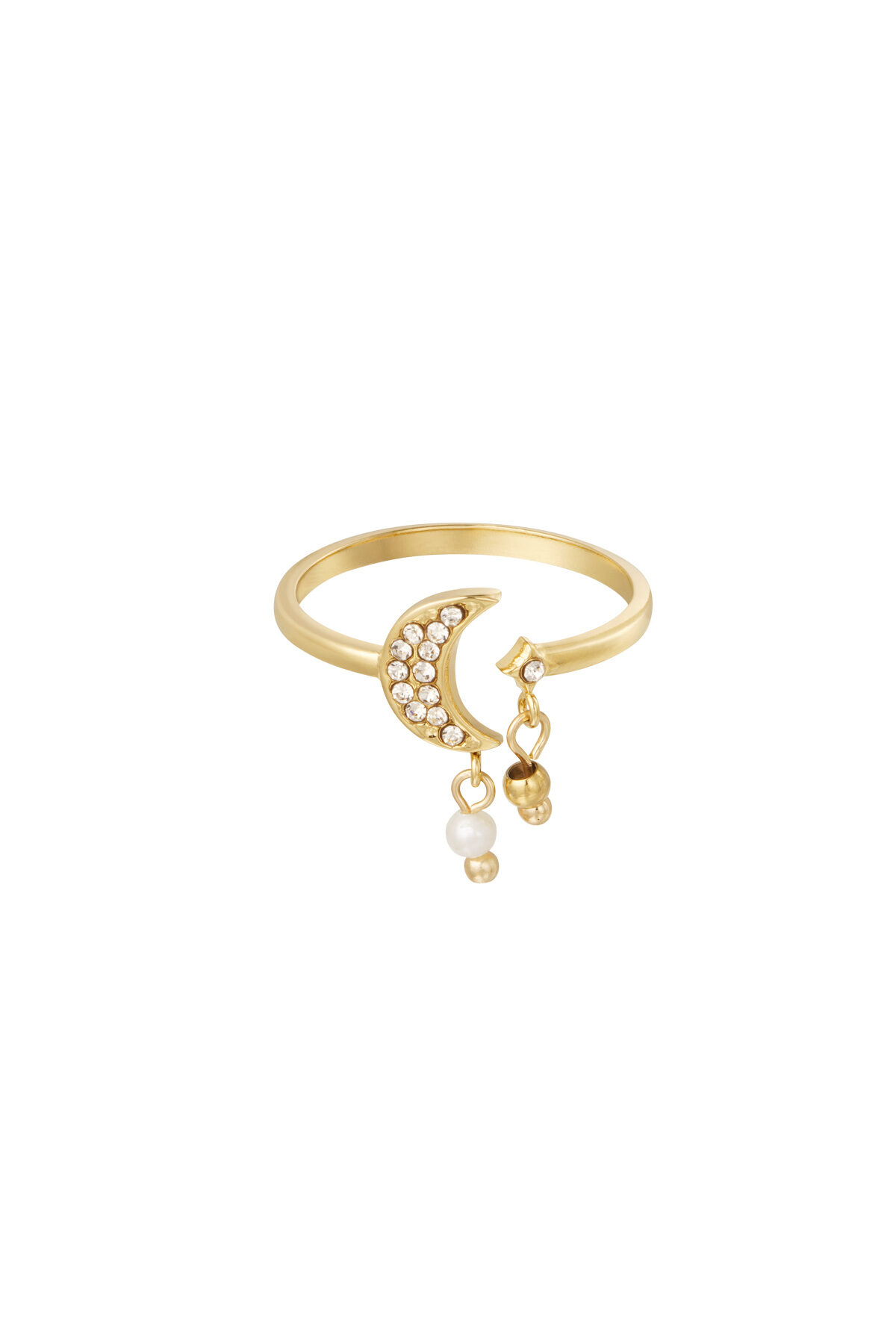 bague découpée avec lune - couleur or (Pack with plastic bag) 