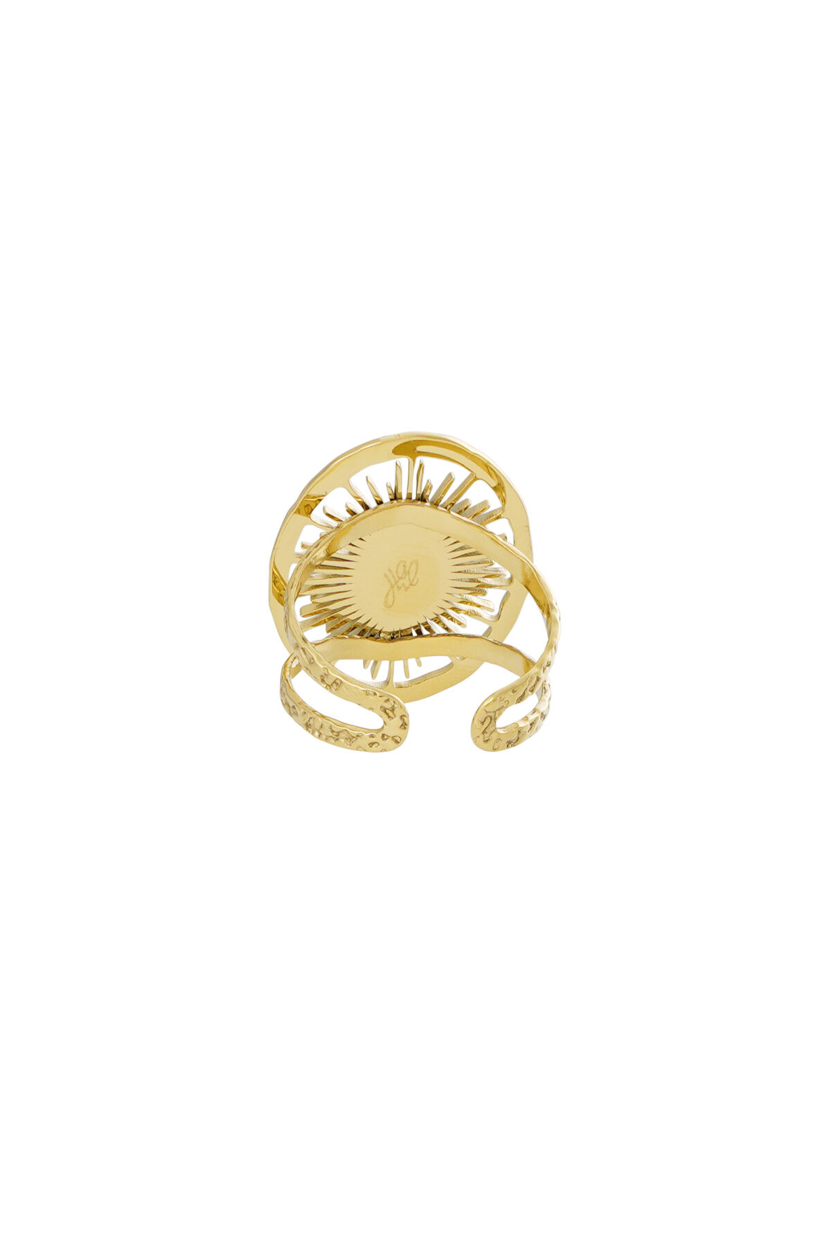 Ring ronde twister met steen - Goud kleur/bruin h5Afbeelding3