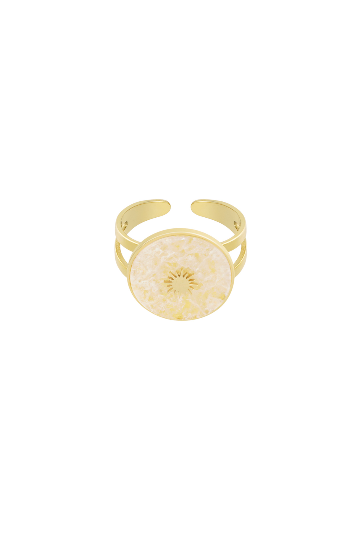 Groothandel Statement Ronde Ring met Natuursteen in RVS voor Vrouwen Set van 1, foto 6 van 6
