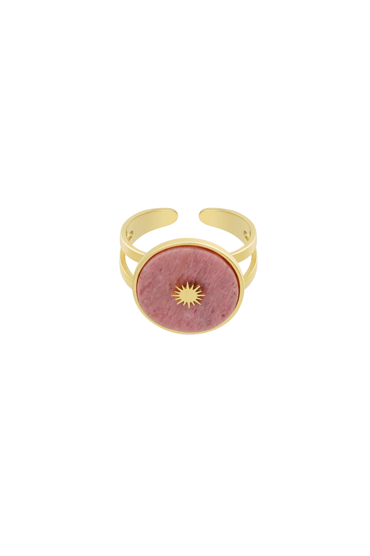 Groothandel Statement Ronde Ring met Natuursteen in RVS voor Vrouwen Set van 1, foto 4 van 6
