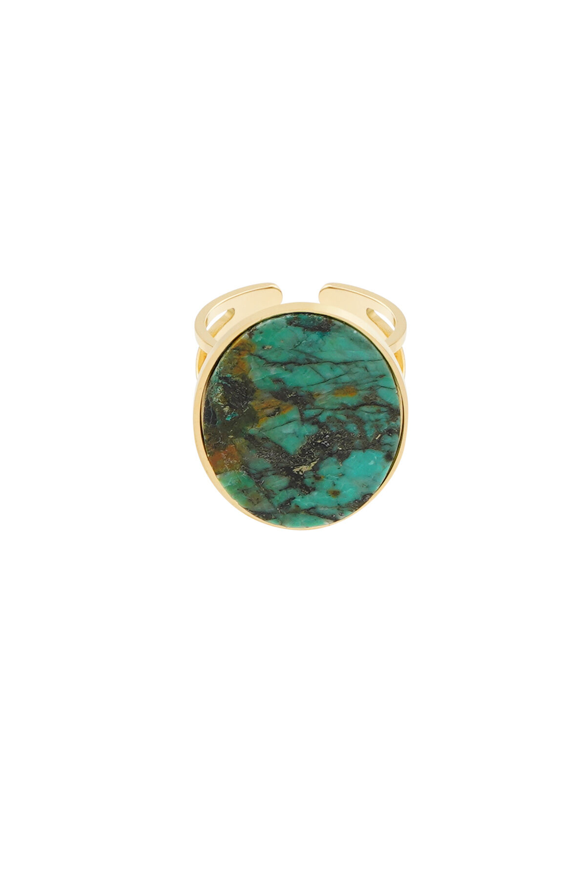 Ring large stone - Gold color/turquoise h5