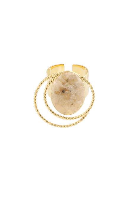 Ringstein Mit Kreisen - Goldfarbe/Grün