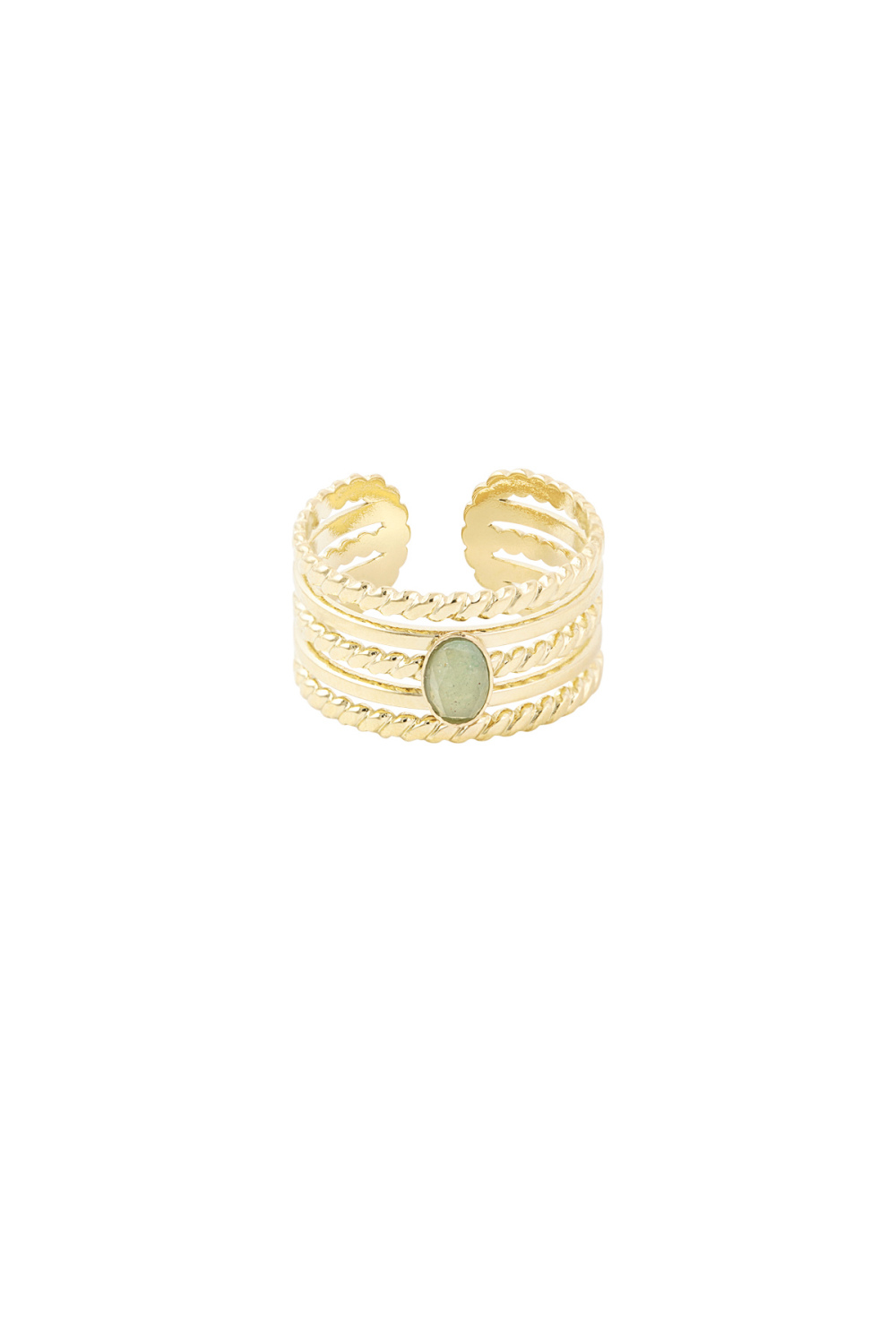 Ring Met Steen - Groen / Goud Kleur Color  