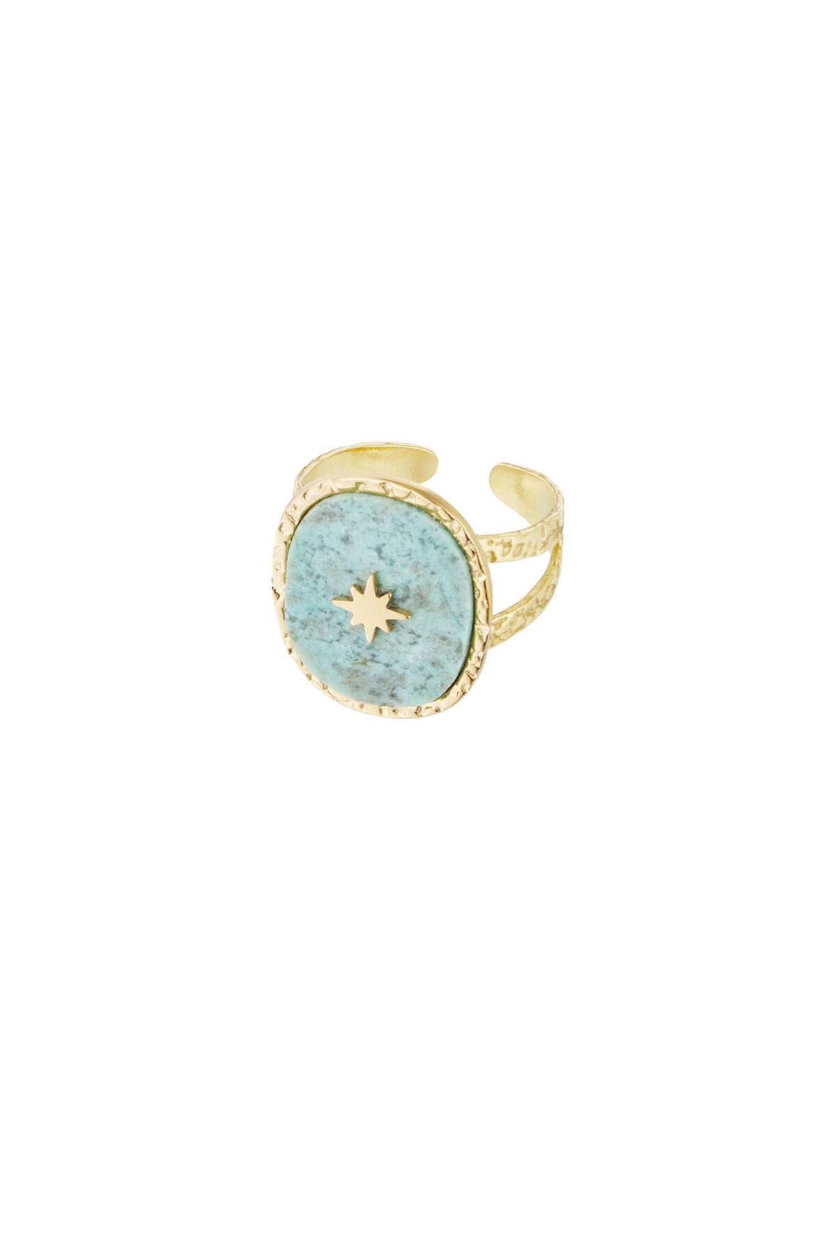 Ringstein mit Stern - Goldfarbe/Blau
