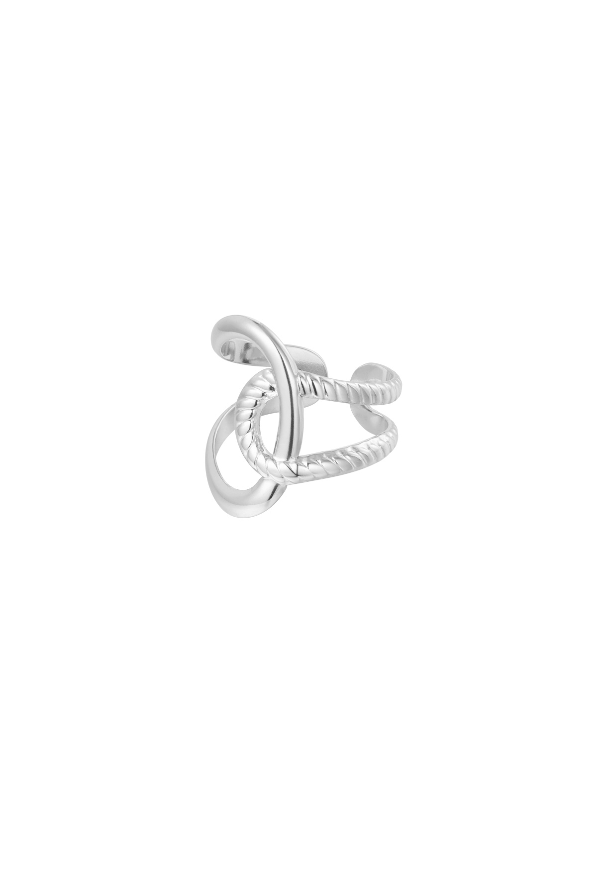 Groothandel Verstelbare RVS Statement Ring met Zijden Knoopdetail, foto 4 van 4