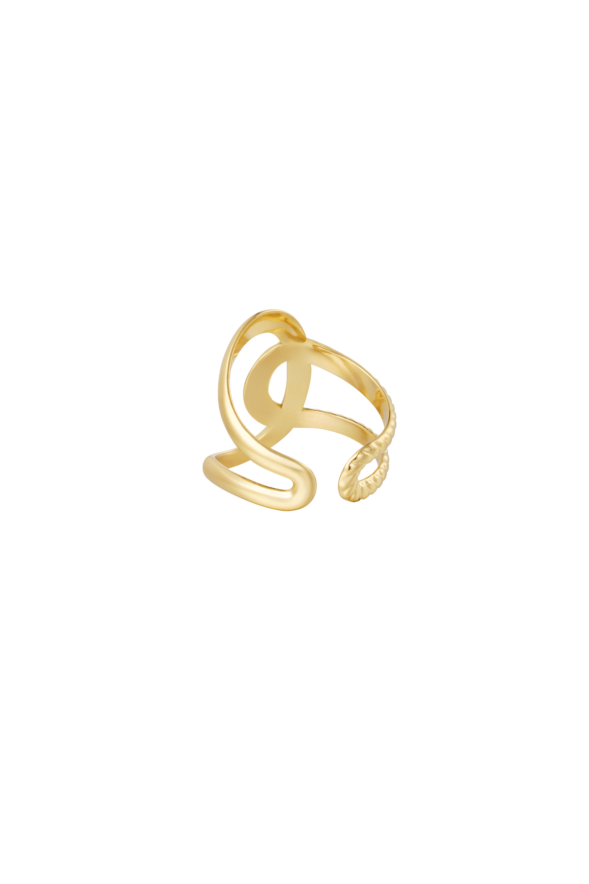 Groothandel Verstelbare RVS Statement Ring met Zijden Knoopdetail, foto 3 van 4