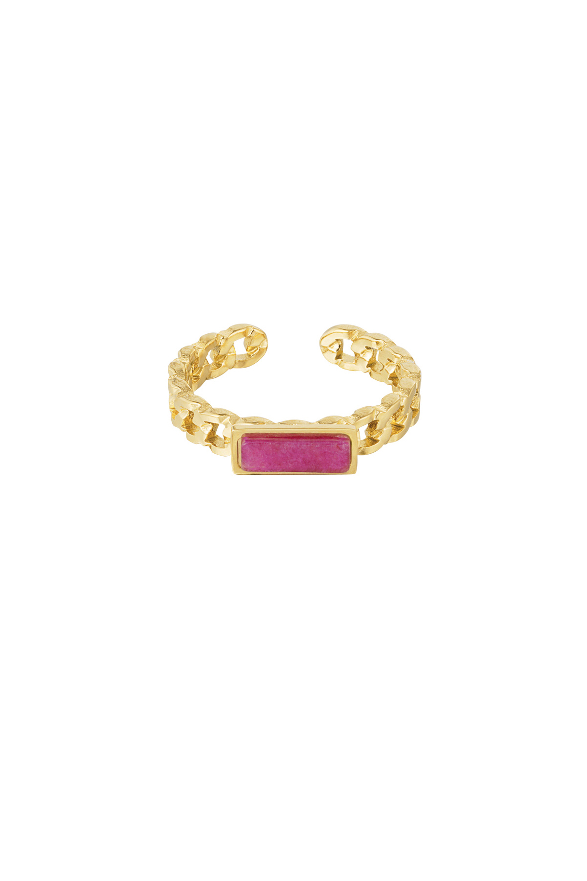 Anello maglie pietra sottile - Colore oro/fucsia 