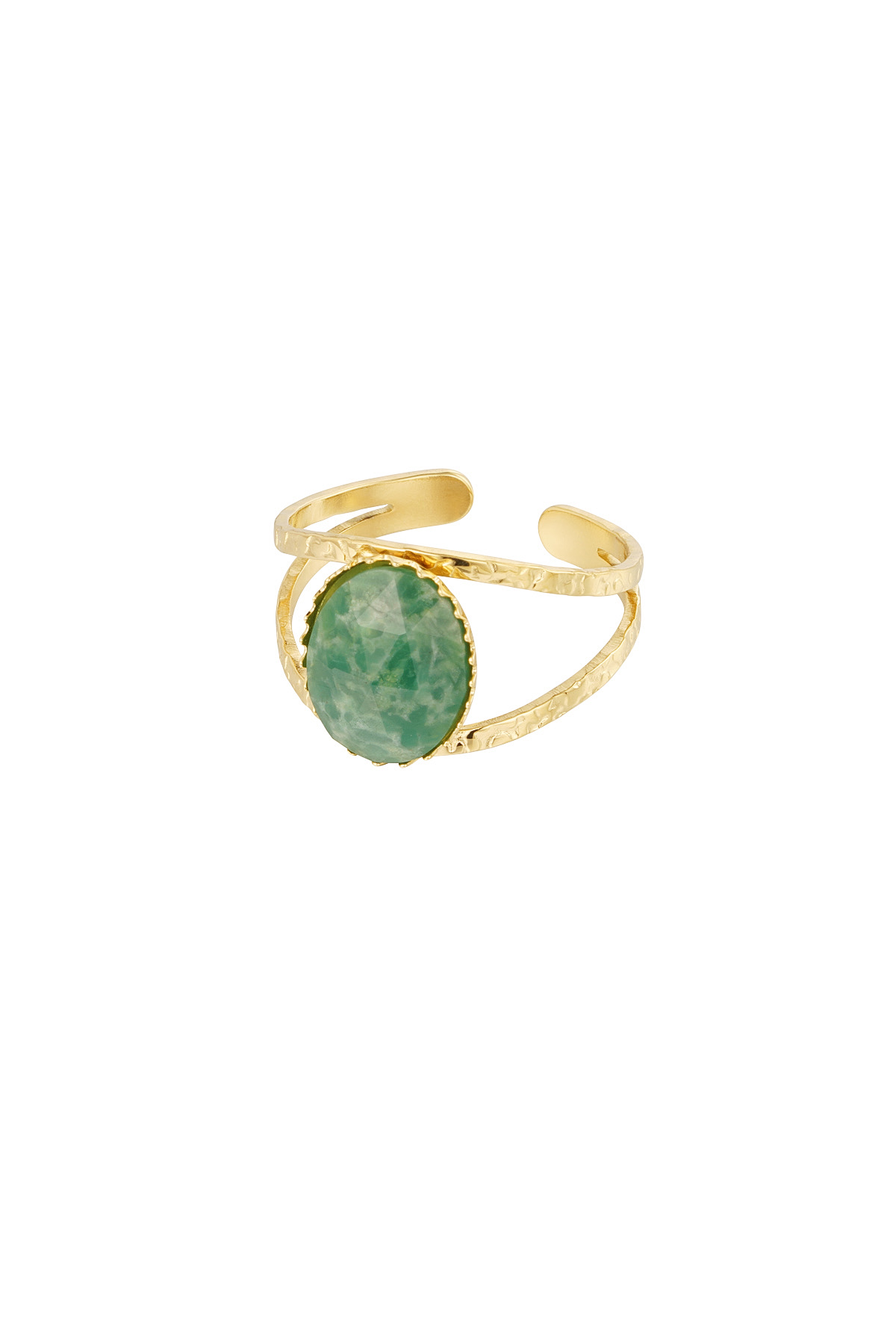 Groothandel Statement open ring met steen - Roestvrij staal, foto 4 van 5