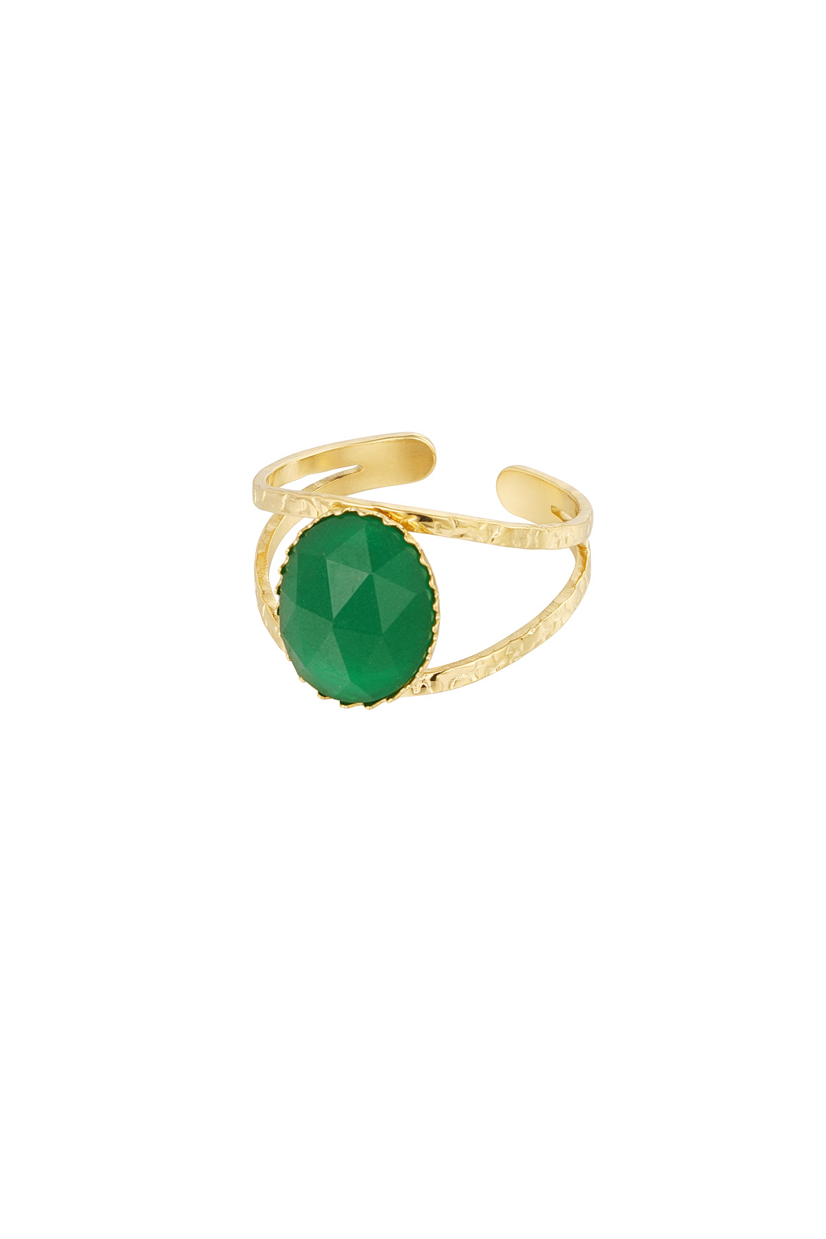 Groothandel Statement open ring met steen - Roestvrij staal, foto 5 van 5