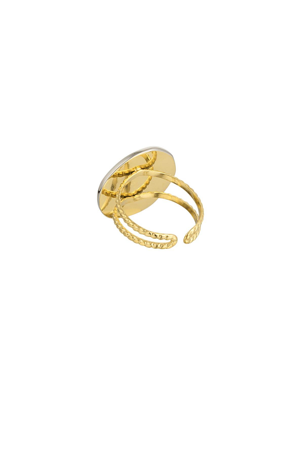 Anello rotondo con stelle - Colore oro/argento h5 Immagine4