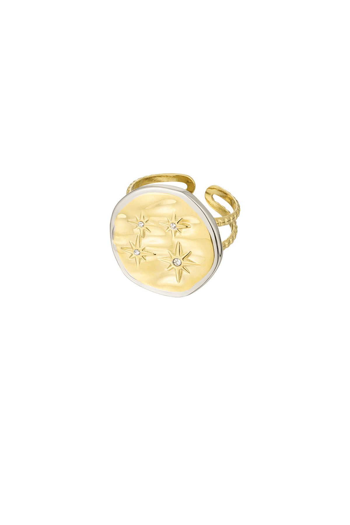 Ring rund mit Sternen - Goldfarbe/Silber