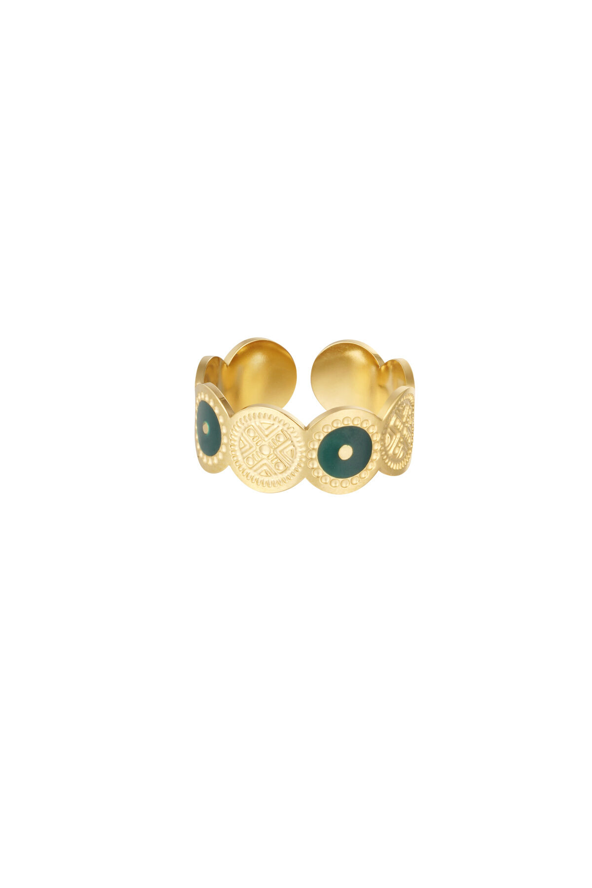 Ringkreise mit Figur - Goldfarbe/Grün