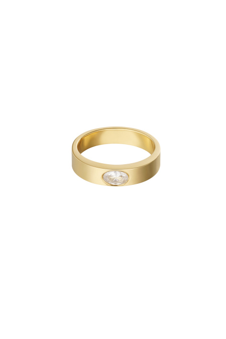 Ring Basic With Stone - Gold Color/Green