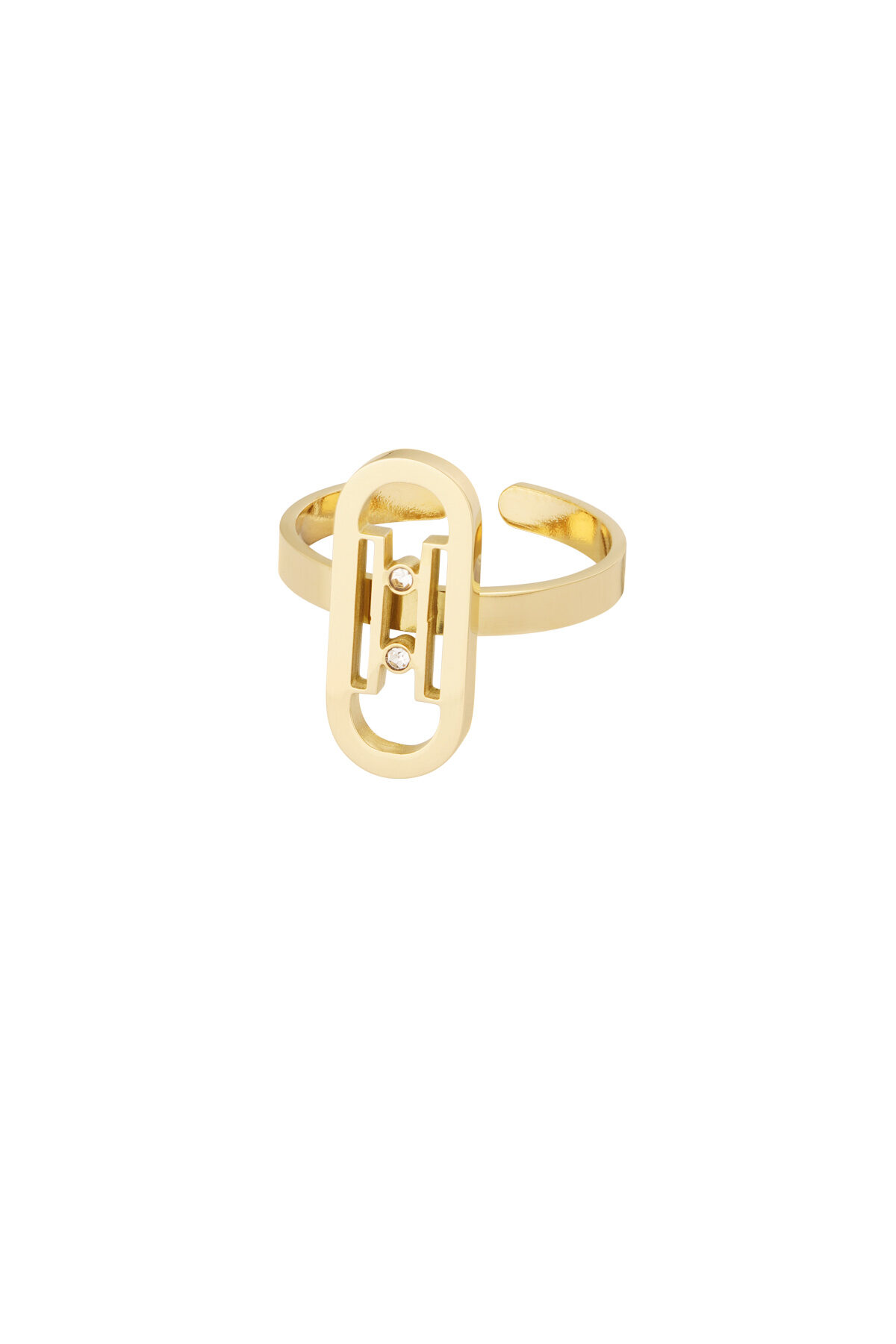 Bague lien avec pierre - doré h5 