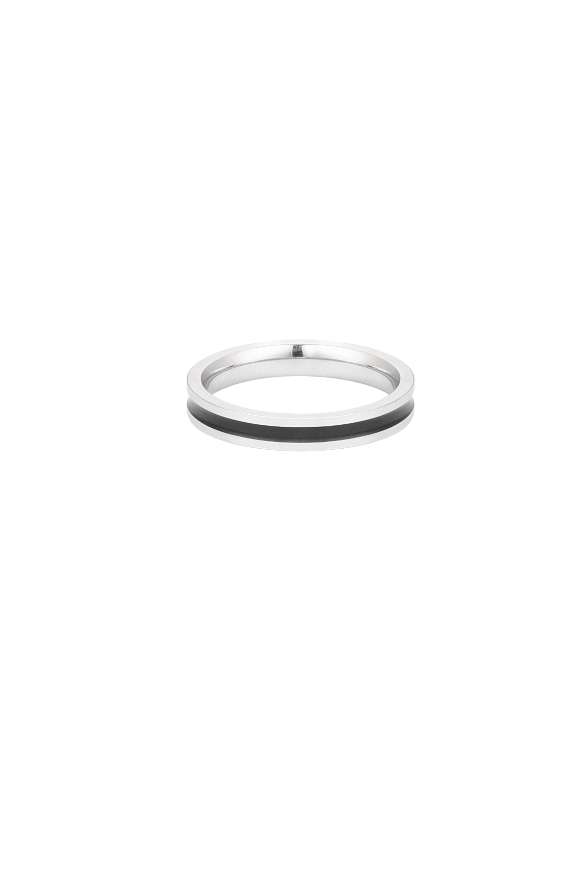 Men's ring thin line - Silver color/black