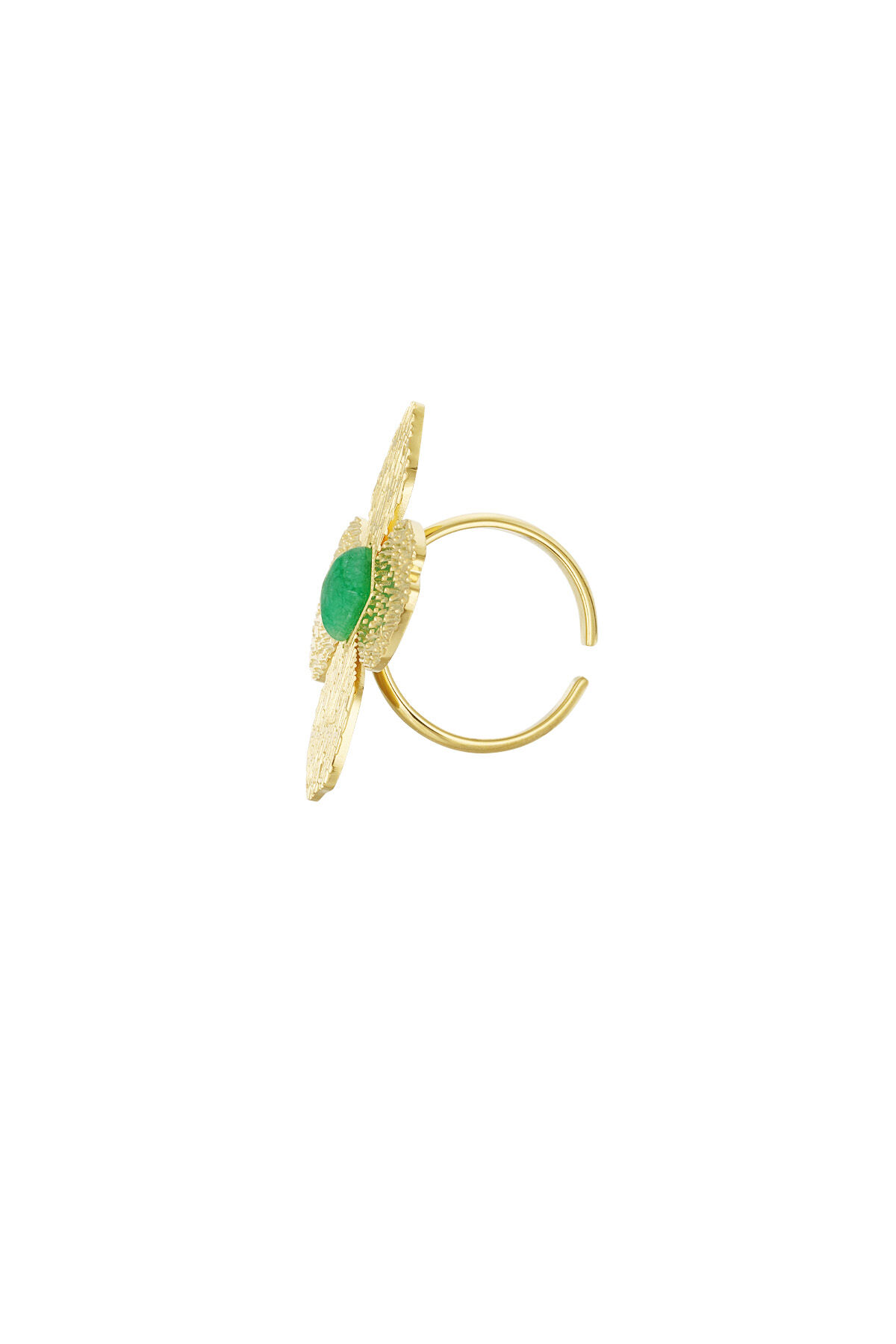 flower ring with green stone Picture2