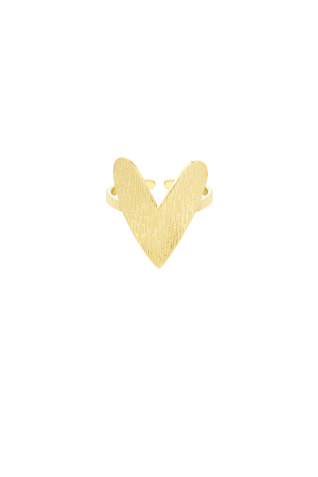 Ring Mit Großem Herz – Goldfarbe  - Goldfarbefarbe