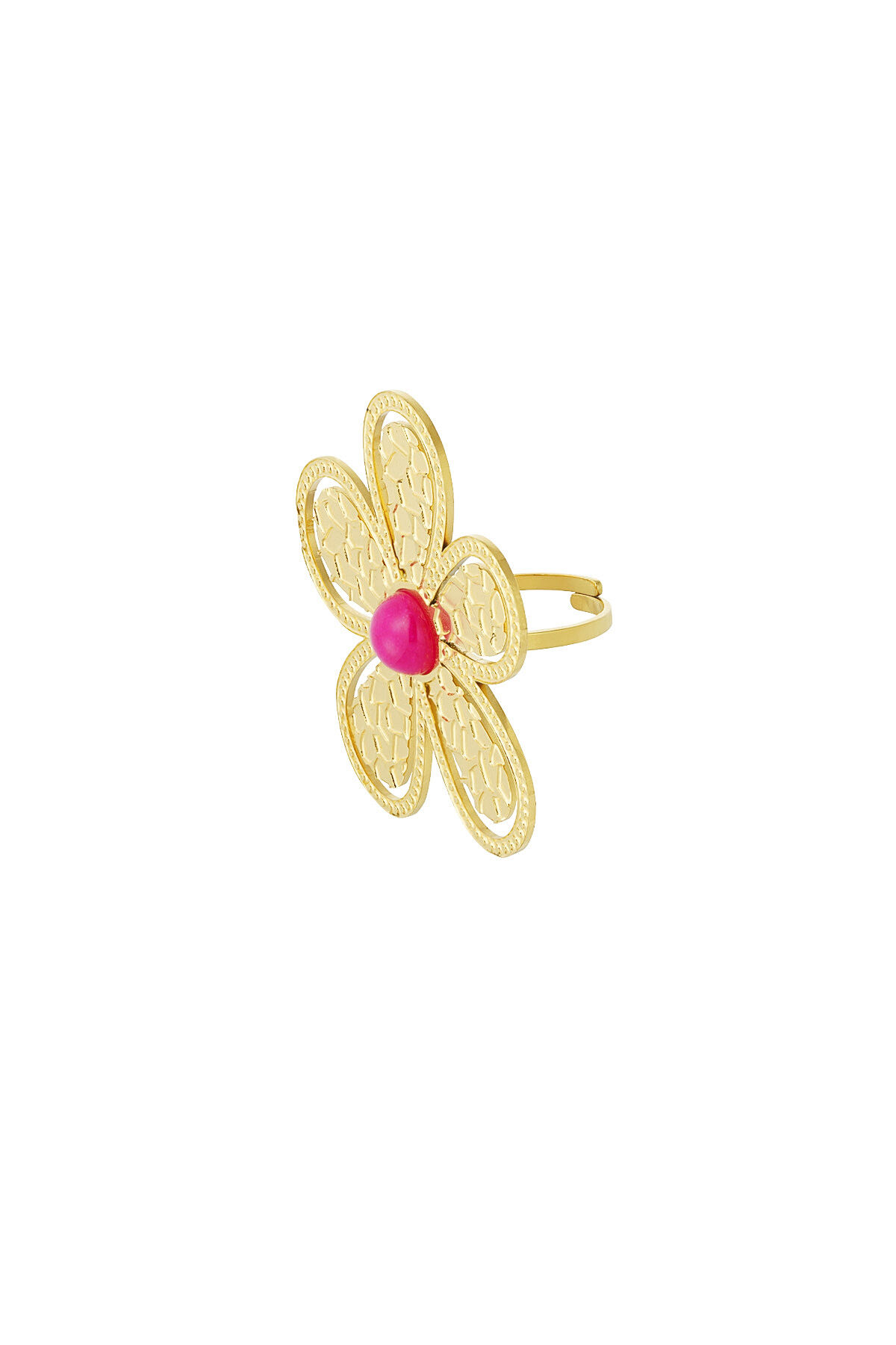 anillo flor piedra rosa h5 Imagen3