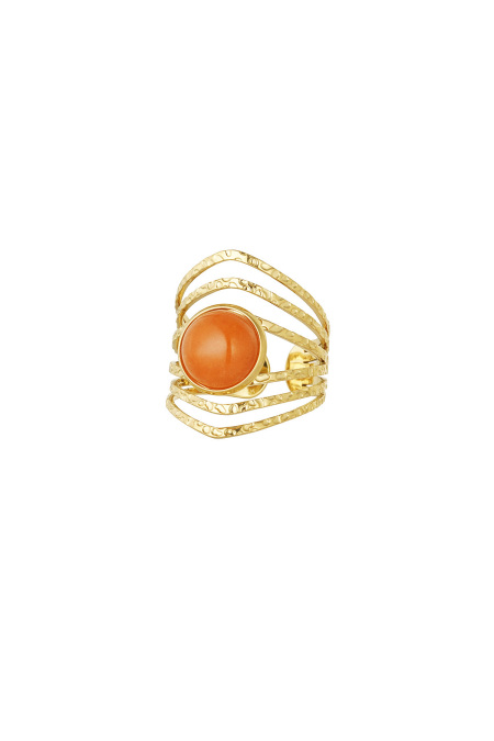 Statement-Ring Mit Stein – Goldfarbe - Goldfarbefarbe