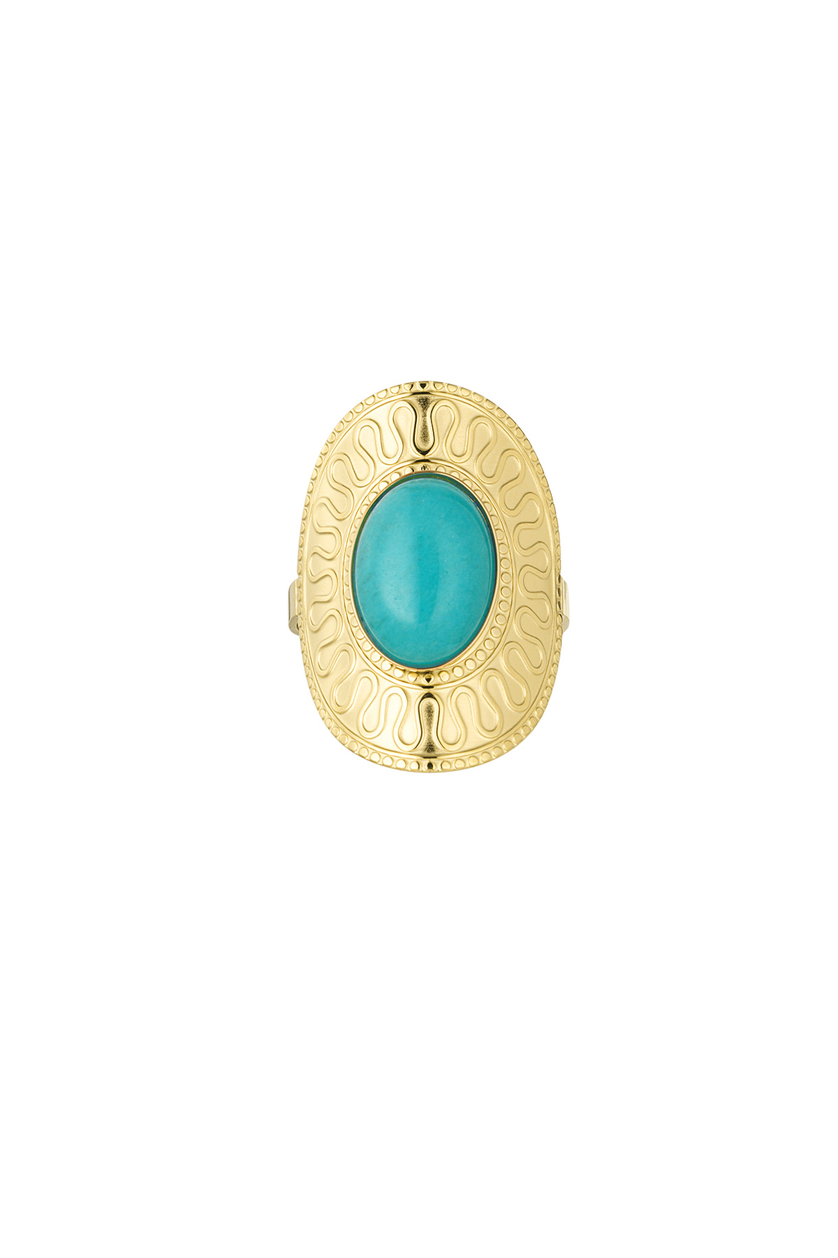 anillo ovalado con piedra verde Imagen3