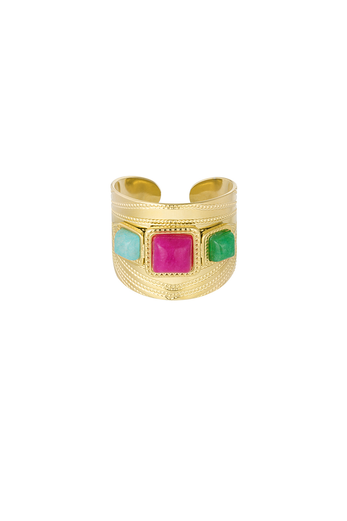 statement ring met gekleurde stenen 