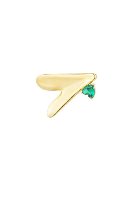 Liebesbrosche mit grünem Diamant – Goldfarbe - Goldfarbefarbe 2