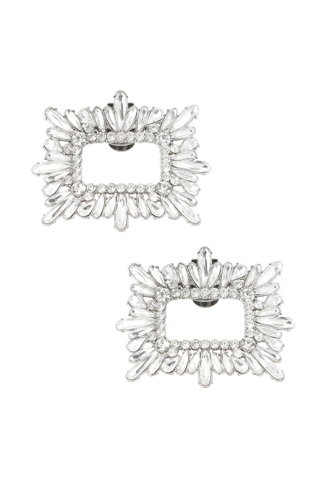 Classic Crystal Shoe Clips - Silver Color Color