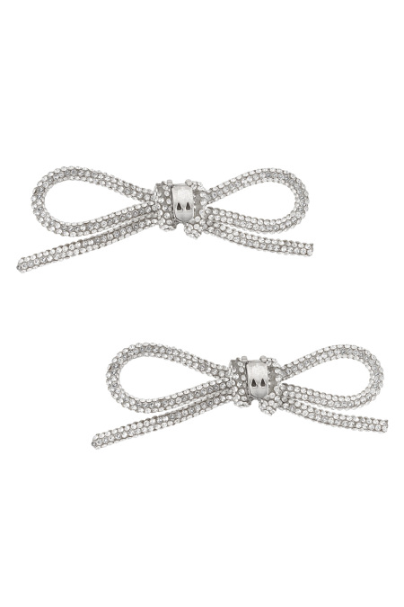 Diamante Bow Shoe Clips - Silver Color Color 2