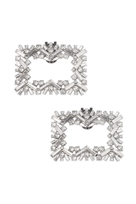 Square Diamond Shoe Clips - Silver Color Color