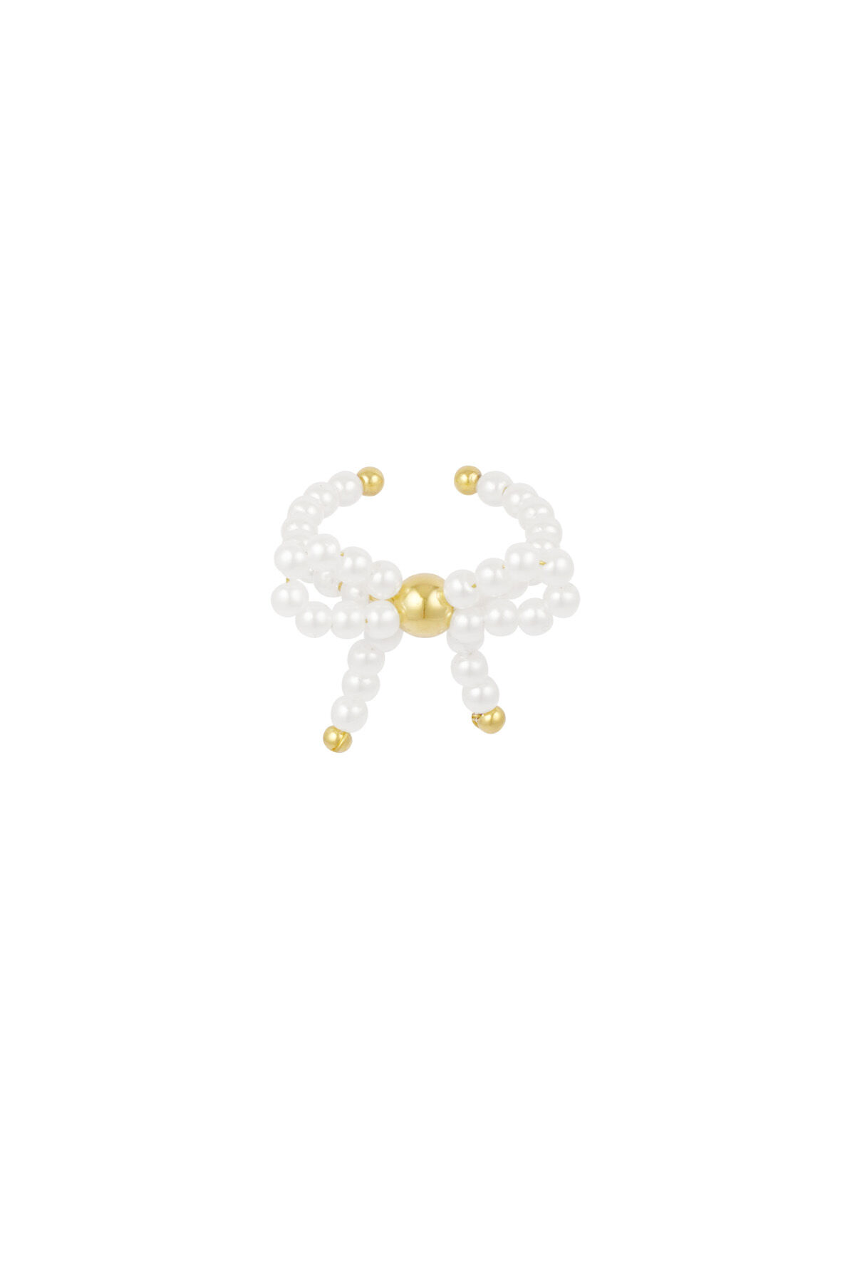 Parel strik ring - wit Goud kleur Color  2