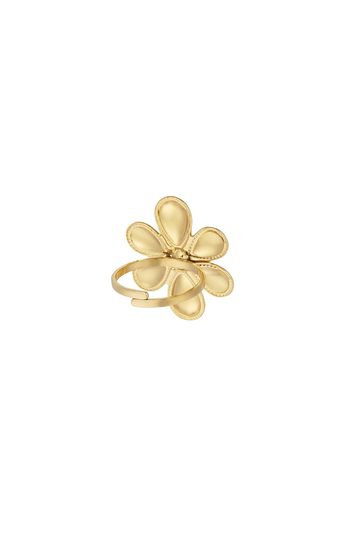 Bloem met gekleurde steen ring - groen Afbeelding3