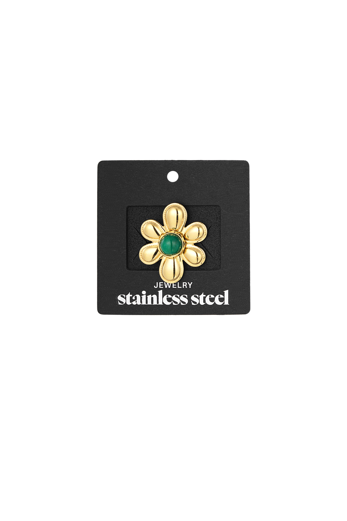 Bloem met gekleurde steen ring - groen h5 Afbeelding4