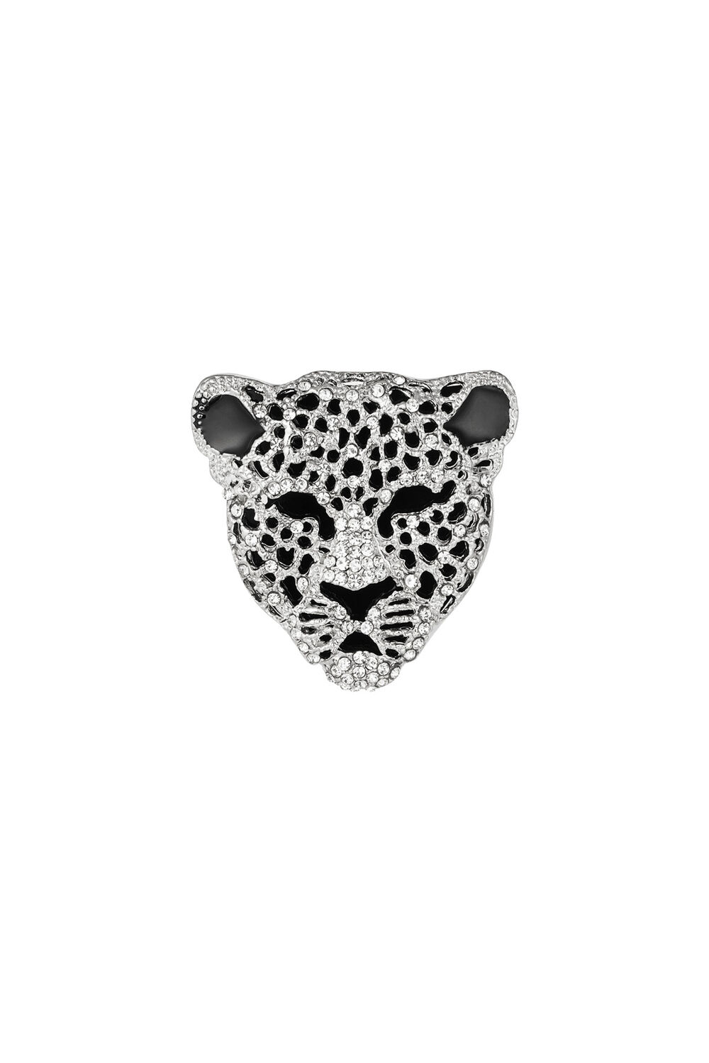 Broche léopard - noir et argent