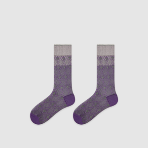 High Bounce Elegant Geometric Pattern Color Clash Small Floral Mid-Calf Socks h5