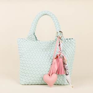 Romantic Series Simple Heart Tassel Woven Pu Bag Charms h5