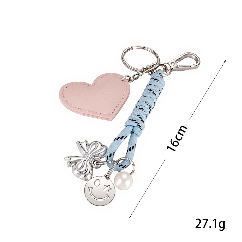 Série romantique quotidienne de breloques pour sac en PU avec cœur torsadé, visage souriant et papillon h5 Image2