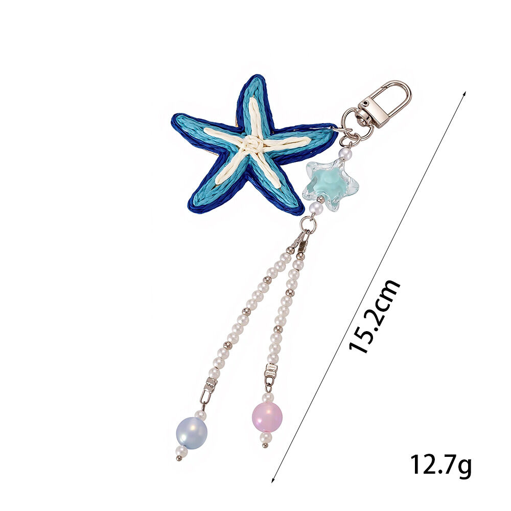 Collection Simple, perles style océan, étoiles de mer tissées, breloques pour sac en raphia Image2
