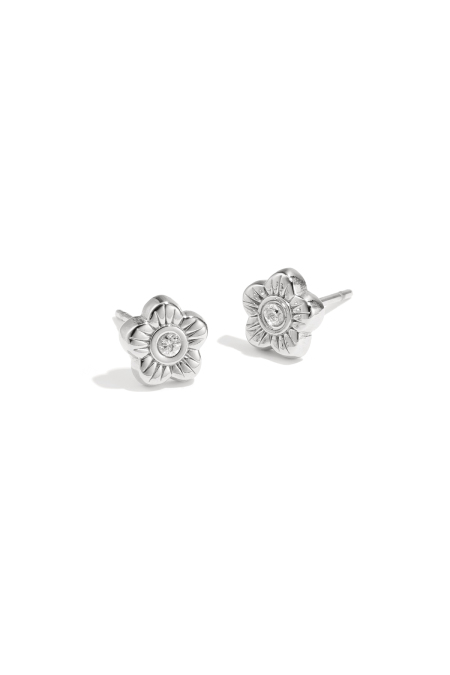 Ear studs flower - Silver Color color