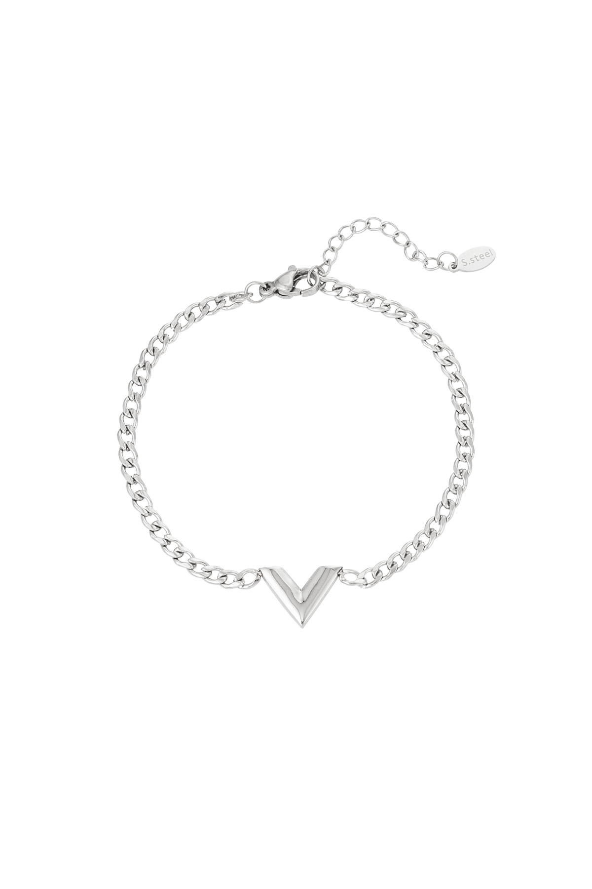 Groothandel RVS Armband Basisvorm Letter V -, foto 3 van 3