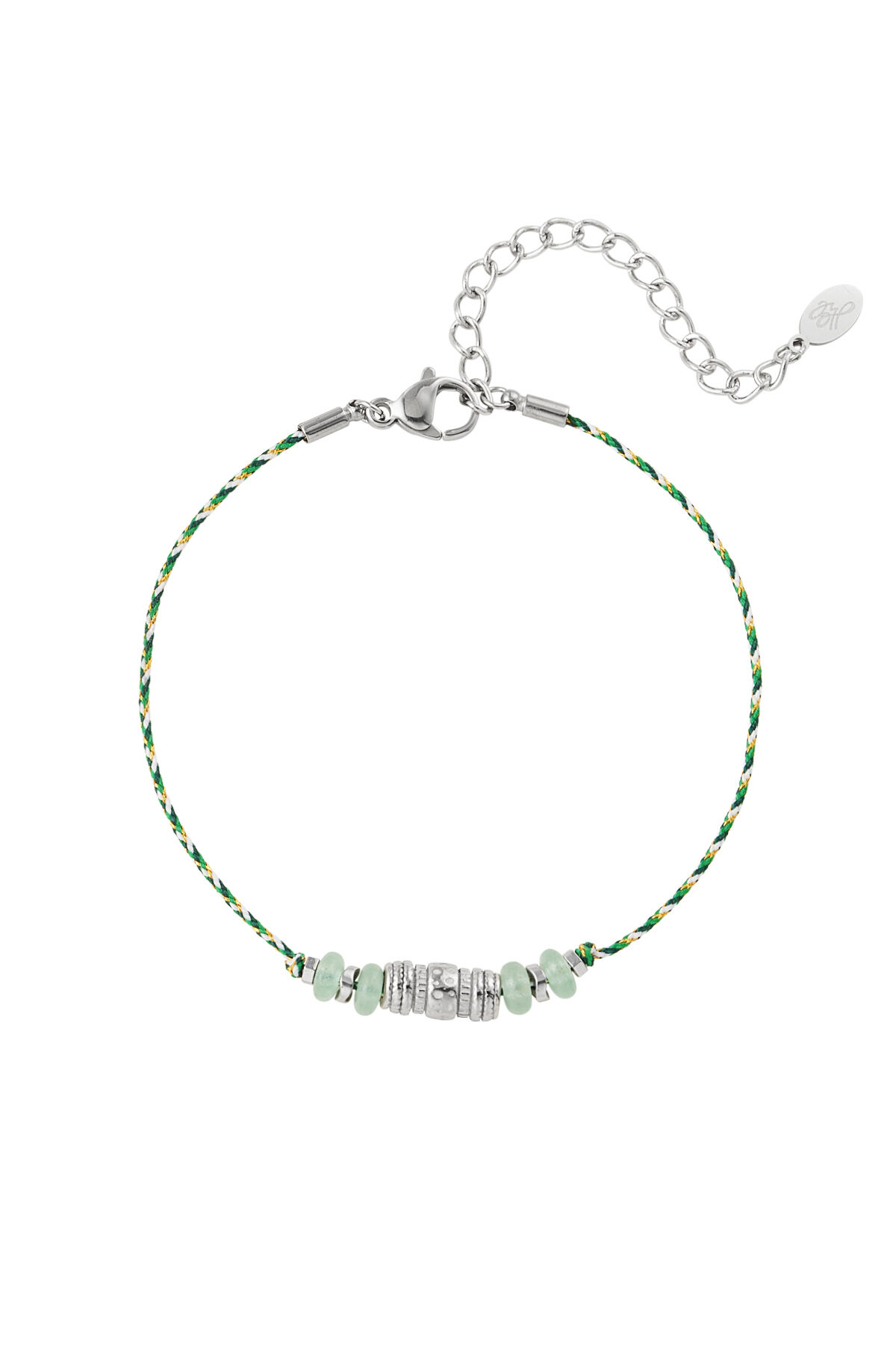 satin bracelet with natural stones green and 