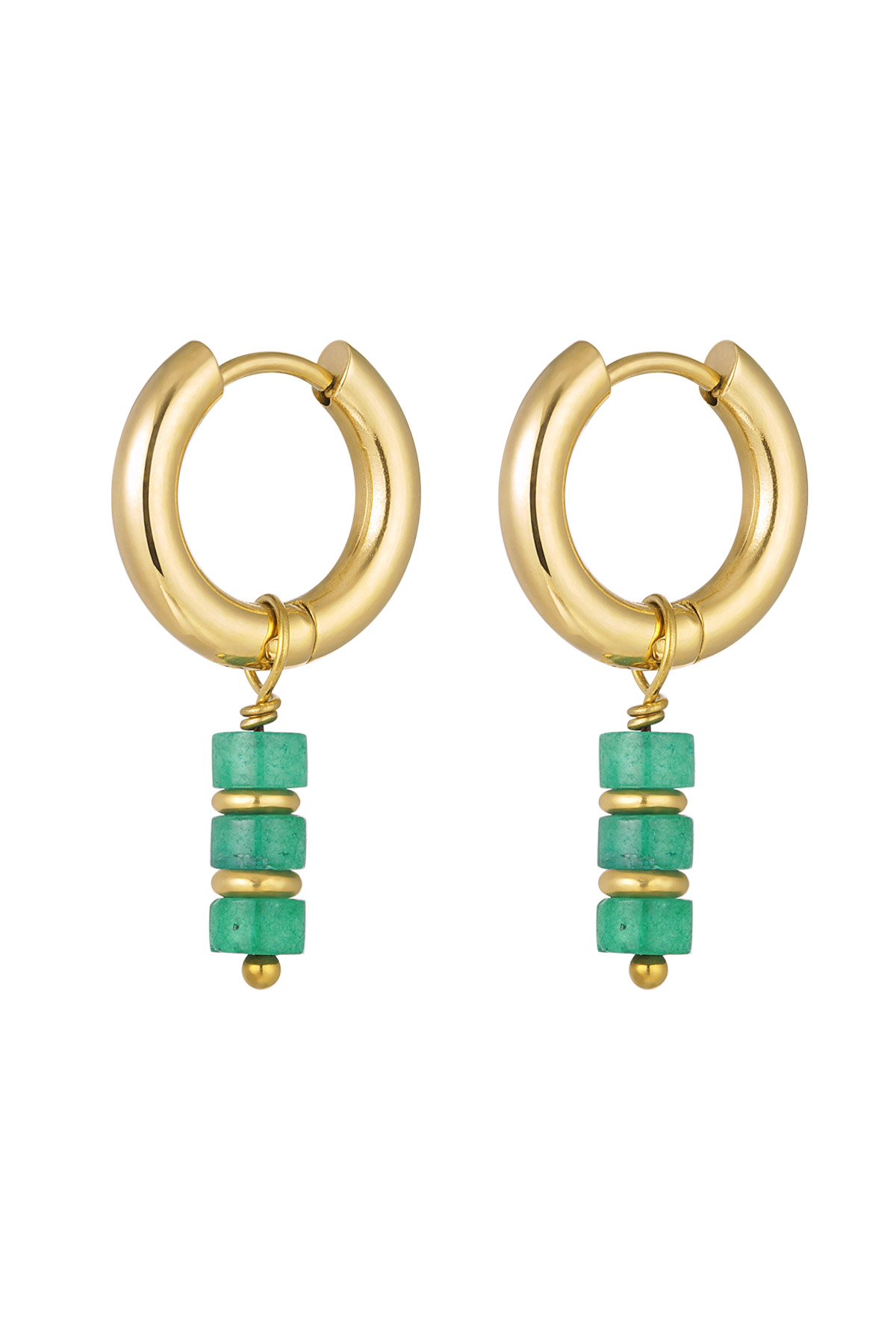 orecchini colorati - collezione #summergirls acciaio inossidabile verde e colore oro h5 