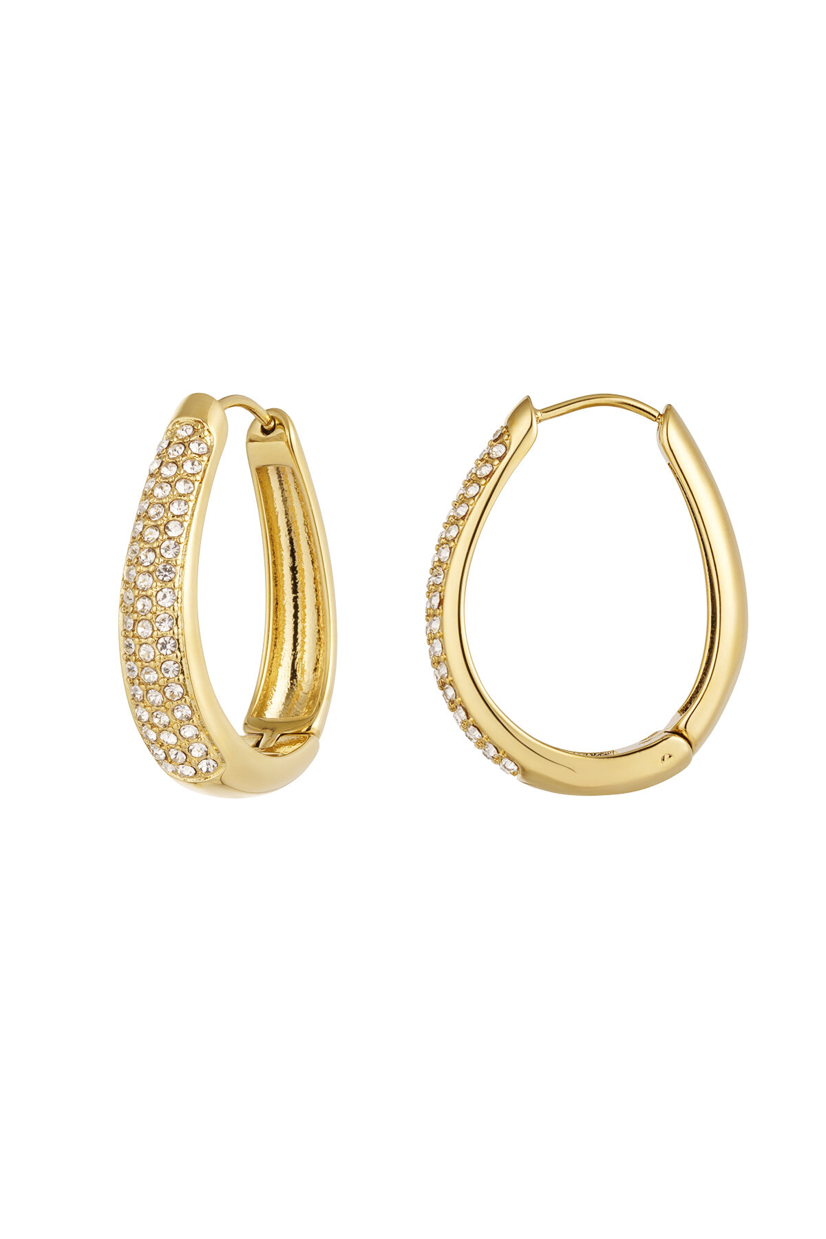 Oorbellen ovaal glam -  Goud kleur Stainless Steel h5 