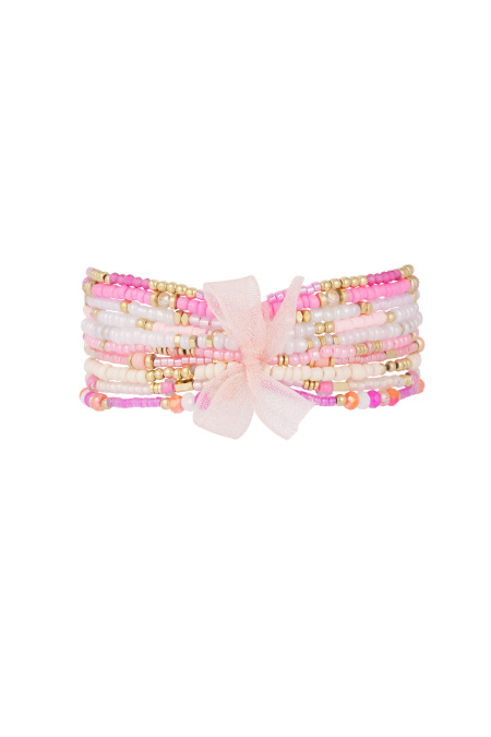 Bracelets set beads colorful Beige & Gold color Stainless Steel