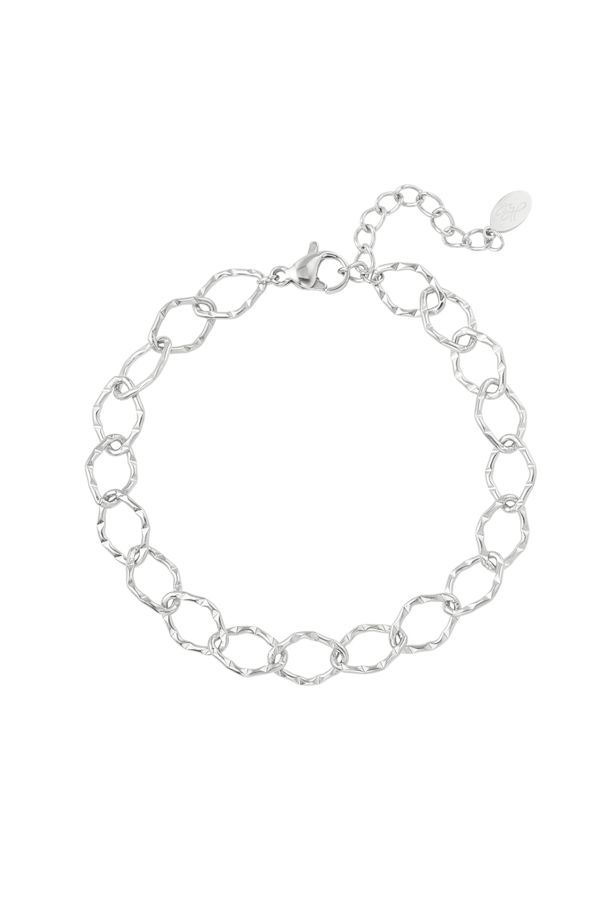 Groothandel Rond Schakelarmband van Roestvrij Staal voor Vrouwen - Zilverkleurig, Basic Uitvoering | Brand