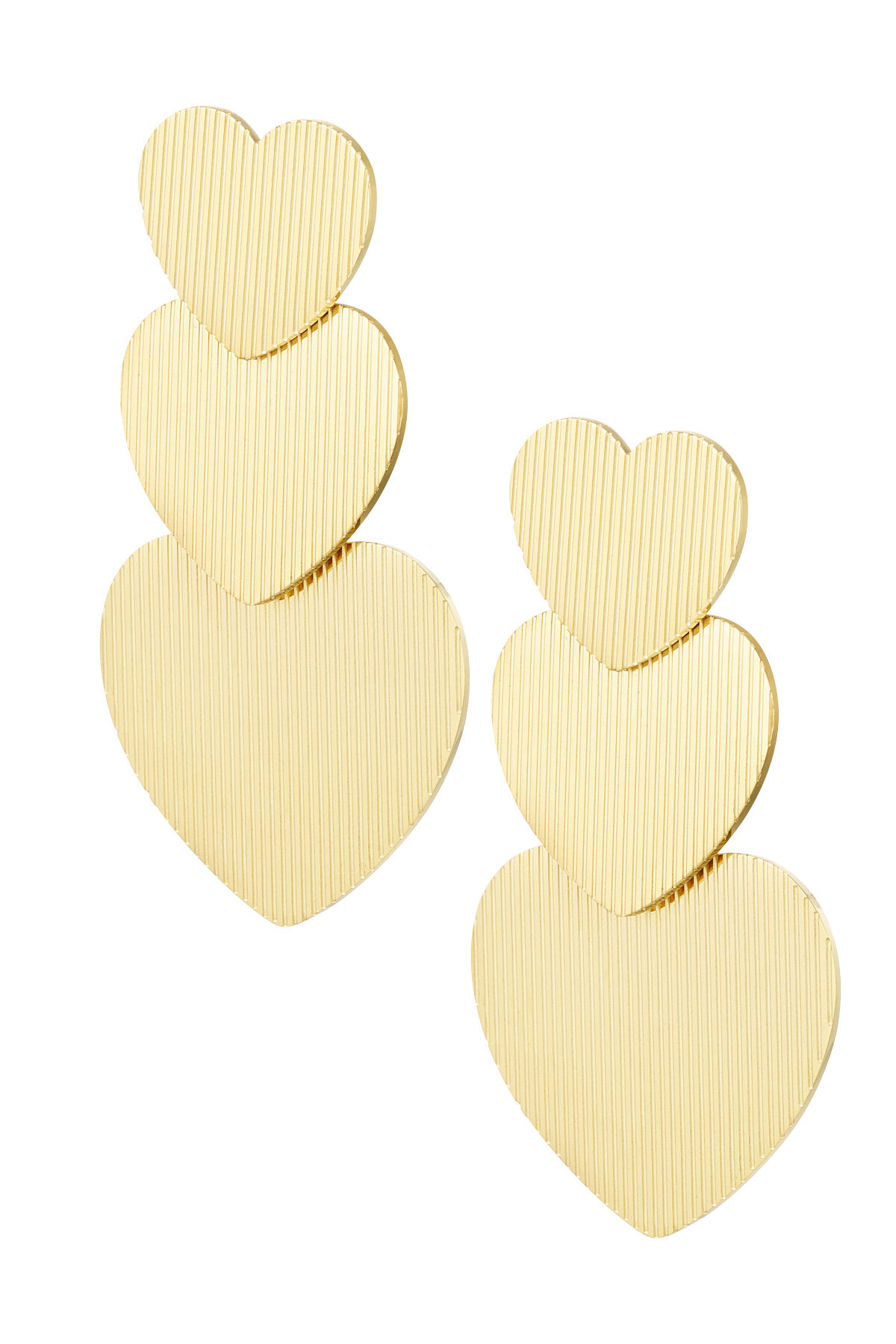 Pendientes 3 veces corazón - Color dorado Acero inoxidable