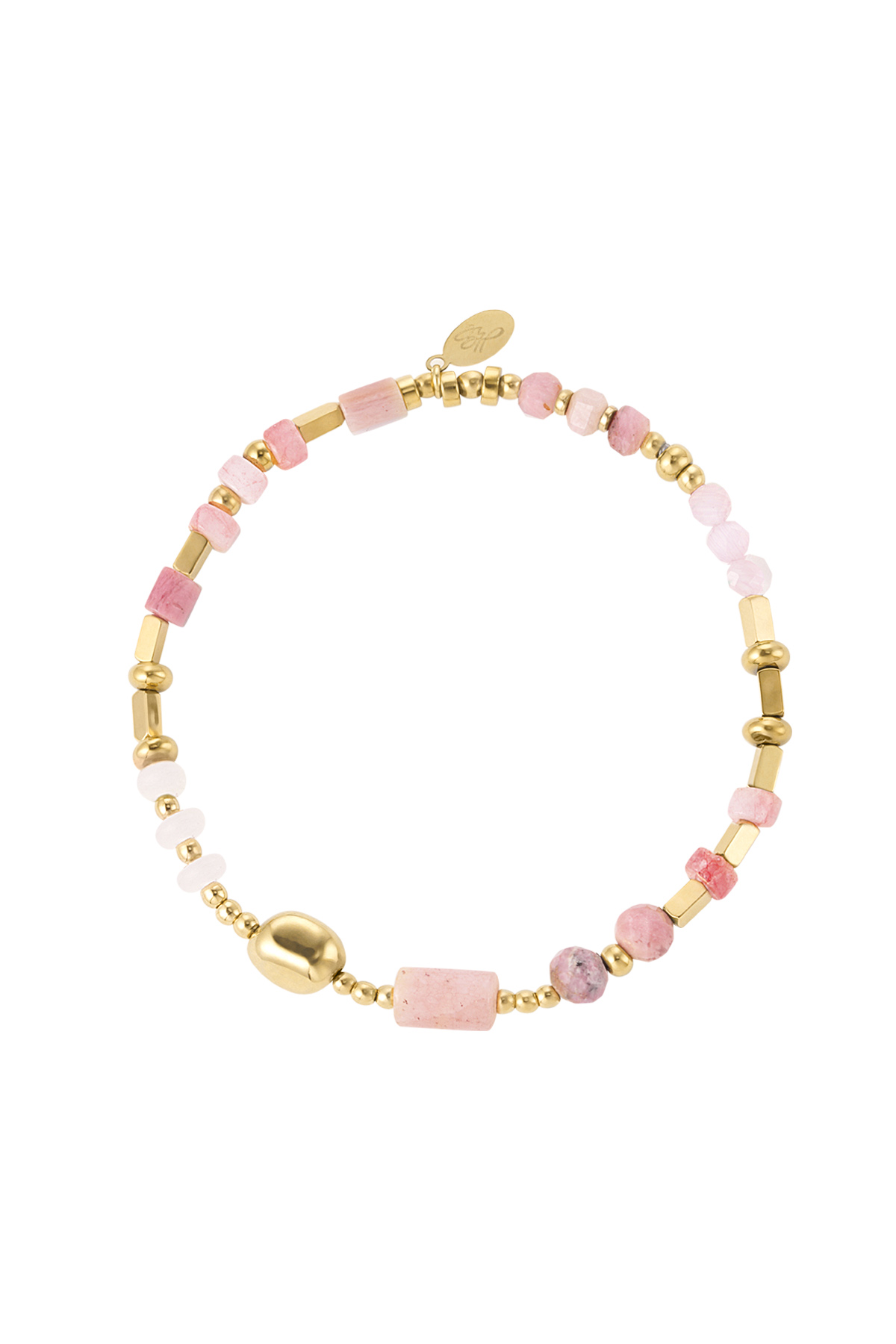 Bracelet bead mix - pink & Gold Color Stainless Steel